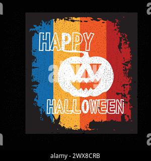 Happy Halloween Bunte Distress Graphic Design T-Shirt Print Vektor Stock Vektor