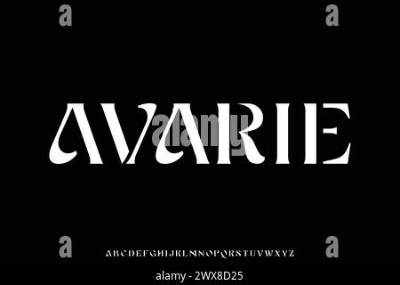 Einzigartige dekorative Schablonentyp Alphabet Anzeige Schriftvektor. Abstrakte, elegante Schriftart Stock Vektor