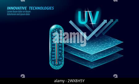 Eigenschaften der 3D-UV-Schutzmembran. Sportaufkleber aus Textilgewebe. Kleidung digitales Design UV-Strahlen Sicherheit Hautwiderstand Vektor Stock Vektor