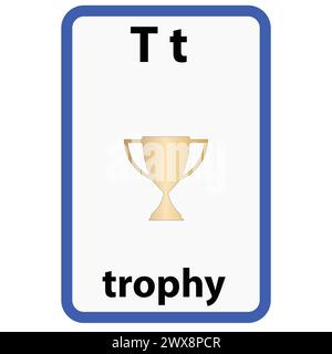 Alphabet-Karteikarte für Kinder mit dem Buchstaben t aus Trophäe Stock Vektor