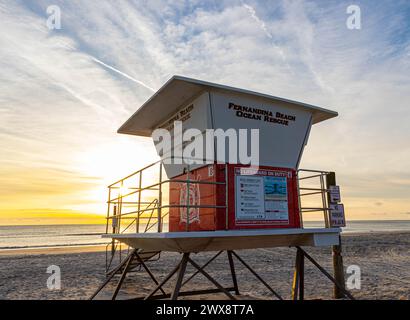 Lifeguard Tower am Fernandina Beach, Amelia Island, Florida, USA Stockfoto