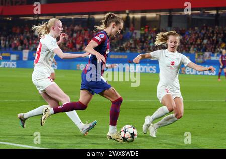 28. März 2024; Estadi Johan Cruyff, Barcelona, Spanien, UEFA Women's Champions League Football, Barcelona gegen SK Brann; Caroline Graham Hansen Stockfoto