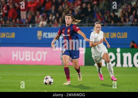 28. März 2024; Estadi Johan Cruyff, Barcelona, Spanien, UEFA Women's Champions League Football, Barcelona gegen SK Brann; Patri Guijarro Stockfoto