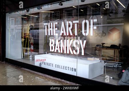 The Art of Banksy, Unbefugte Private Collection soll am 11. April 2024 an einem neuen Londoner Standort in der Charing Cross Road eröffnet werden Stockfoto