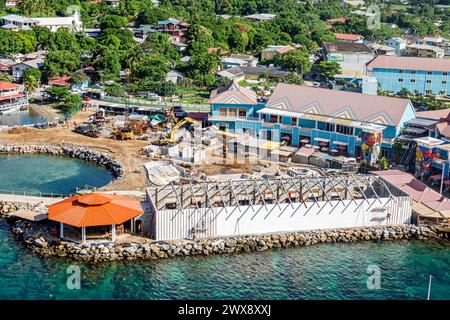 Port Roatan Honduras, Coxen Hole Bay Islands, norwegisches Schiff Joy Cruise Line, 7-tägige Karibikroute, unter neuer Baustelle, Baumeister, Stockfoto