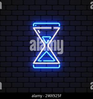 Sanduhr-Neonsymbol. Zeitkonzept. Vektorillustration für Design-Website Stock Vektor