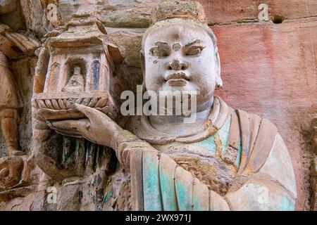 Dazu Felsenschnitzereien, Antike Buddhistische Felsenschnitzereien, Chongqing, China Stockfoto