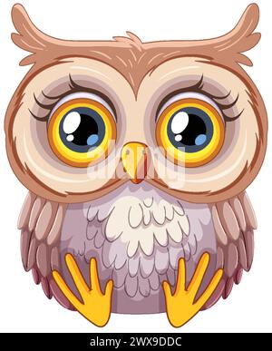 Entzückende Vektor-Illustration einer Eulen mit breiten Augen Stock Vektor