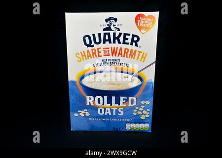 Quaker Rolled Haferbrei - Wales, UK - 23. März 2024 Stockfoto