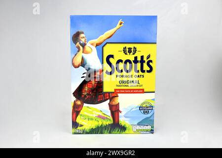 Scott's Porage Original Porridge Oats - Wales, Großbritannien - 23. März 2024 Stockfoto