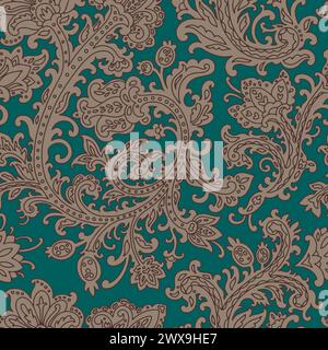 Teal Vintage Blumenmuster Vektor Stock Vektor