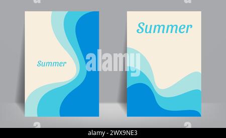 Sommer-Poster-Hintergrund mit abstrakter Form wie Wasserwellen am Strand. Vektorabbildung Stock Vektor