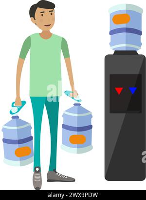 Wasserversorgung man-Vektor-Symbol isoliert auf weiß Stock Vektor