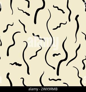 Grafisches Hintergrundmuster mit Tintenlinien und Streifen. Abstrakte monochrome Formen und Flecken. Moderne Vektorschablone für Broschürenumschlag. Handzeichnung Stock Vektor