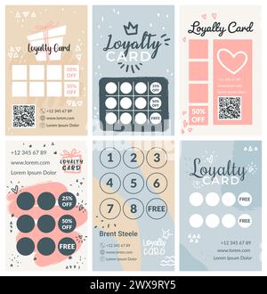 Vertikales Treuekarten-Set mit handgezeichneten Elementen Stock Vektor