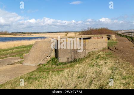 Militärische Gebäude Not Küstenschutz Batterie bei East Lane, Bawdsey, Suffolk, England, Großbritannien Stockfoto