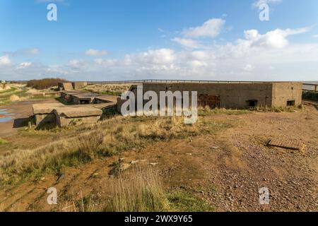 Militärische Gebäude Not Küstenschutz Batterie bei East Lane, Bawdsey, Suffolk, England, Großbritannien Stockfoto