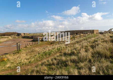 Militärische Gebäude Not Küstenschutz Batterie bei East Lane, Bawdsey, Suffolk, England, Großbritannien Stockfoto