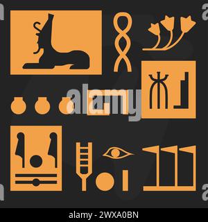 Ägyptische Hieroglyphen und alte Textschriften Stock Vektor