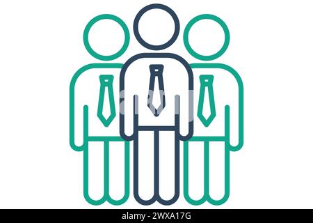 Team-Symbol. Die Leute tragen Krawatten. Symbol für Aktionsplan, Geschäft. Liniensymbolstil. Abbildung des Geschäftselements Stock Vektor