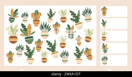Vektorvorlage für Lernspiele. Zählen Sie, wie viele identische Pflanzen es gibt. Ich bin ein Spionagespiel für Kindergarten- und Grundschulkinder. Pflanzen Stock Vektor