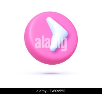 Pfeil 3d auf weißem Hintergrund. Symbol für runde Schaltfläche. Vektor-3D-Illustration Stock Vektor