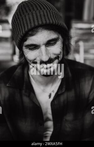 Schwarz-weiß-Porträt eines Mannes. Nahaufnahme. Stockfoto