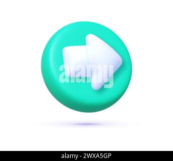 Pfeil 3d auf weißem Hintergrund. Symbol für runde Schaltfläche. Vektor-3D-Illustration Stock Vektor