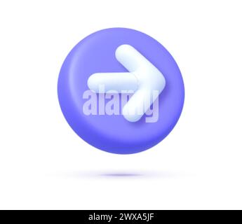 Pfeil 3d auf weißem Hintergrund. Symbol für runde Schaltfläche. Vektor-3D-Illustration Stock Vektor
