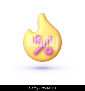 Heißer Verkauf 3D für Bannerdesign. Preisschild für heißes Angebot. Rabattaktion. Vektor-Rendering-Illustration Stock Vektor