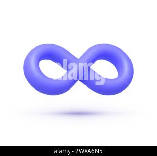 Infinity-Zeichen im 3D-Stil auf blauem Hintergrund. Endloses Unendlichkeitszeichen. 3D-Vektordarstellung Stock Vektor