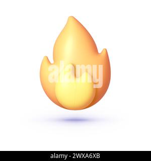 Gelbe 3D-Abbildung auf weißem Hintergrund. Konstruktionselement. Isolierte Vektor-Illustration 3D-Cartoon Stock Vektor