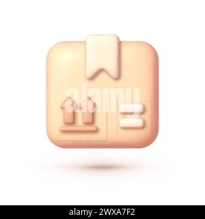 Pappkarton 3D-Symbol auf weißem Hintergrund. Vektorabbildung Stock Vektor