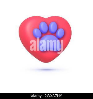 PET Love im 3D-Stil auf weißem Hintergrund. Vektorabbildung Stock Vektor