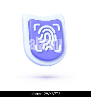 3D-Fingerscan für Druckdesign. Sicherheit personenbezogener Daten. 3D-Vektordarstellung Stock Vektor