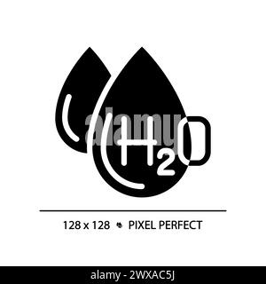 Symbol für schwarze H2O-Glyphe Stock Vektor