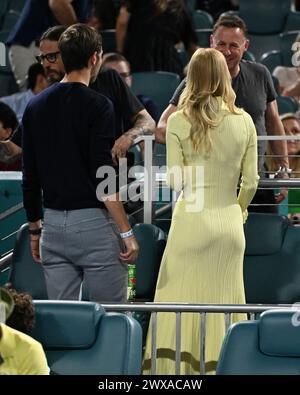 Miami Gardens FL, USA. März 2024. Ivanka Trump und Jarde Kushner sehen Carlos Alcaraz gegen Grigor Dimitrov im Viertelfinale der Männer bei den Miami Open im Hard Rock Stadium am 28. März 2024 in Miami Gardens, Florida. Quelle: Mpi04/Media Punch/Alamy Live News Stockfoto