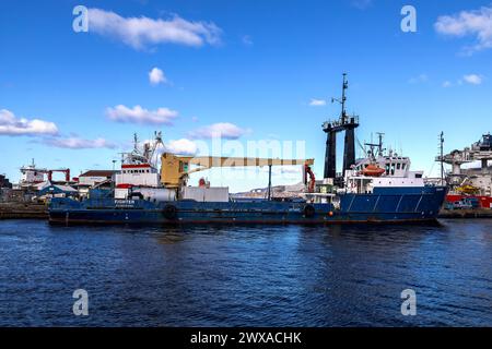 Schiff Fighter in der alten BMV-Werft in Laksevaag, in der Nähe des Hafens Bergen, Norwegen. Stockfoto