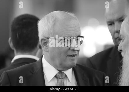 Frankfurt, 14. Oktober 2017: Volker Kauder, Fraktionsvorsitzender der regierenden CDU/CSU-Fraktion im Deutschen Bundestag. Stockfoto