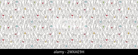 Happy Easter Set mit Eiern und Häschen Stock Vektor