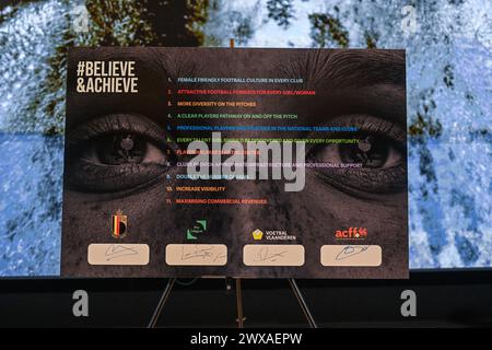 Tubeke, Belgien. März 2024. Nieuwe Strategie vrouwenvoetbal, am Freitag, den 29. März 2024 in Tubeke, Belgien. Quelle: Sportpix/Alamy Live News Stockfoto