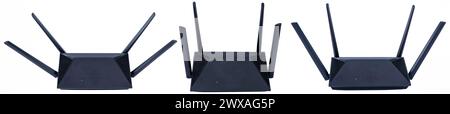 Router auf weißem Hintergrund isoliert. Modem zur Verbindung und Verteilung von Wi-Fi-Internet Stockfoto