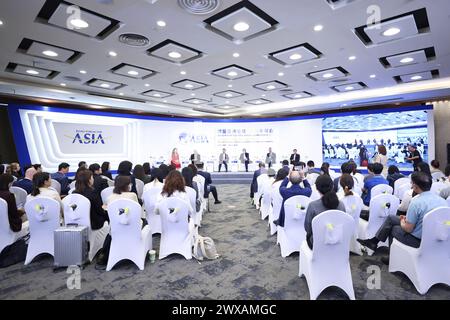 Boao, die chinesische Provinz Hainan. März 2024. Eine Podiumsdiskussion zum Thema „Envisioning an Age-friendly Society“ findet während der Boao Forum for Asia (BFA) Annual Conference 2024 in Boao, südchinesischer Provinz Hainan, am 29. März 2024 statt. Quelle: Zhang Liyun/Xinhua/Alamy Live News Stockfoto