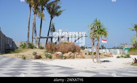 Das Zeichen der Mandalika-Rennstrecke, eine Rennstrecke für MotoGP-Rennen, die sich in Lombok befindet und zum ersten Mal in 2 Jahren stattfindet Stockfoto