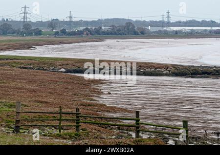 Polygonale Skulptur, Gwent Levels am Fluss Severn. Gwent, Wales, Großbritannien. Stockfoto