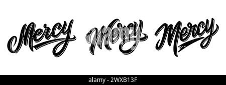 Gnade ist ein französischer Satz. Inspirierende Kalligrafietexte festlegen. Skizzieren Sie handgezeichnete Vektorillustration, die auf weißem Hintergrund isoliert ist Stock Vektor