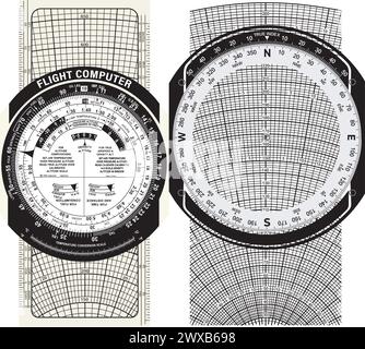 E6B Flugcomputer-Vektorzeichnung, Stock Vektor