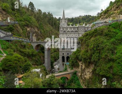 Heiligtum von Las Lajas, Wallfahrtsort und zweites Wunder Kolumbiens, in Ipiales Stockfoto