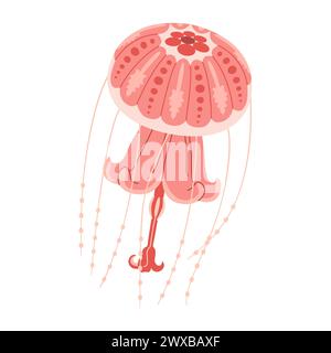 Cartoon Pink Quallen flach. Medusa-Vektor-Illustration. Moderne flache Illustration Quallen isoliert auf weißem Hintergrund. Vektorabbildung Stock Vektor