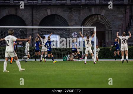 Mailand, Italien. März 2024. AS Roma während des Poule Scudetto - FC Internazionale Women vs AS Roma, italienisches Fußball Serie A Frauenspiel in Mailand, Italien, 29. März 2024 Credit: Independent Photo Agency/Alamy Live News Stockfoto